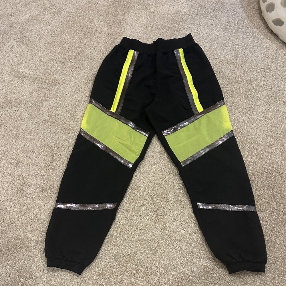 Black and yellow neon hip hop pants